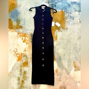 NWT Good American Black Button Down Ribbed Sweater Dress Size 0